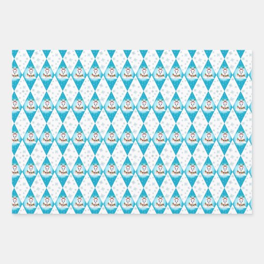 Samoyed Winter Holiday Diamond Pattern Inpakpapier Vel (Voorkant 2)