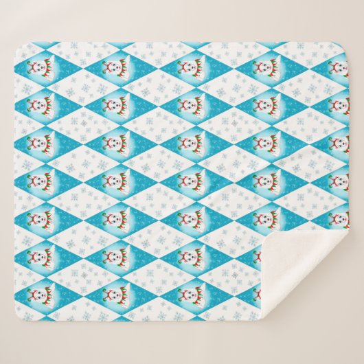 Samoyed Winter Holiday Diamond Pattern Sherpa Deken (Voorkant (horizontaal))