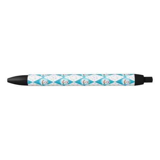 Samoyed Winter Holiday Diamond Pattern Zwarte Inkt Pen (Voorkant)