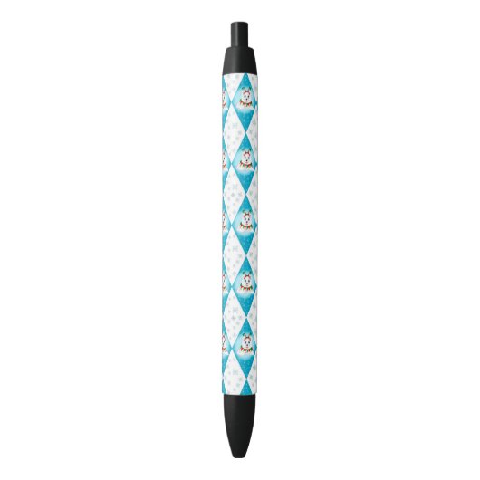 Samoyed Winter Holiday Diamond Pattern Zwarte Inkt Pen (Voorkant Verticaal)