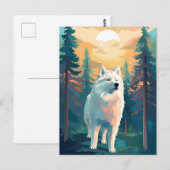 Samoyed winterbergbos tijdens zonsondergang briefkaart (Voorkant / Achterkant)