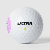 Samoyed Witte Hond Silhouette Poot Roze PY&B Golfballen (Logo)