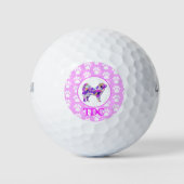 Samoyed Witte Hond Silhouette Poot Roze PY&B Golfballen (Voorkant)