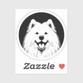 Samoyed Witte Pop Art Klassieke Chic Sammie Glimla Sticker