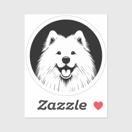 Samoyed Witte Pop Art Klassieke Chic Sammie Glimla Sticker (Vel)