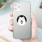 Samoyed Witte Pop Art Klassieke Chic Sammie Glimla Sticker (Telefoon)