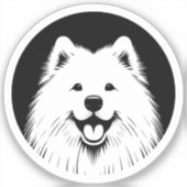 Samoyed Witte Pop Art Klassieke Chic Sammie Glimla Sticker (Voorkant)