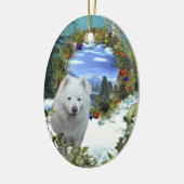 Samoyed World Keramisch Ornament (Links)
