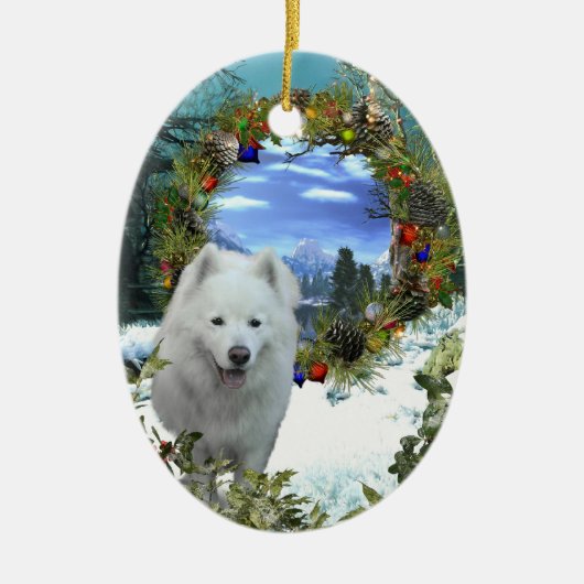 Samoyed World Keramisch Ornament (Voorkant)