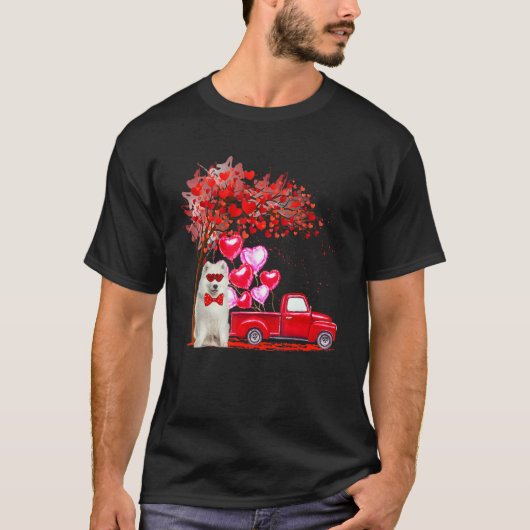 Samoyed Zonnebril Harten Boom Pickup Truck Hond C T-shirt (Voorkant)