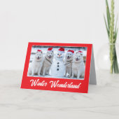 Samoyeds en Snowman Kaart (Voorkant)