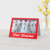Samoyeds en Snowman Kaart (Gele Bloem)