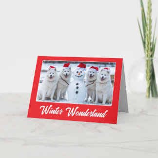 Samoyeds en Snowman Kaart