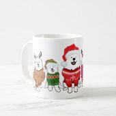 Samoyeds in Christmas Jumpers Koffiemok (Voorkant links)