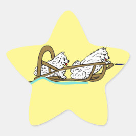 Samoyeds in Sled Ster Sticker
