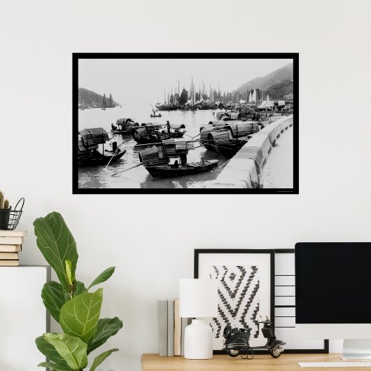 Sampans in Hongkong 1906 Poster (Thuiskantoor)
