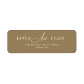 Sample Brown Typography Wedding Retrun Address Etiket (Voorkant)
