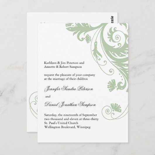 Sample bruiloft Briefkaart voor Jen (Voorkant / Achterkant)