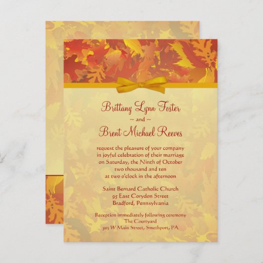 Sample bruiloft uitnodiging - Herfst Mist - Goud (Voorkant / Achterkant)