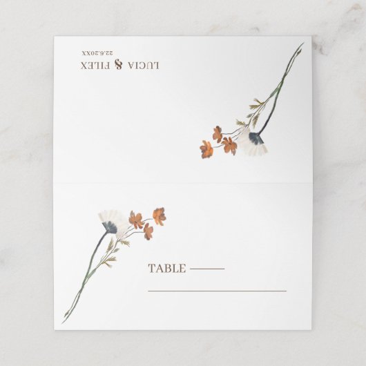 Sample Eén Wilde Bloem Bruiloft Plaatskaartje (Buitenkant ongevouwen)