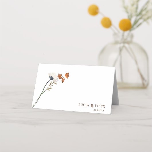 Sample Eén Wilde Bloem Bruiloft Plaatskaartje (Achterkant)