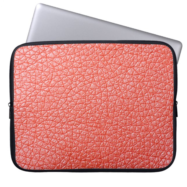 Sample of orange leather upholstery textureabstrac laptop sleeve (Voorkant)