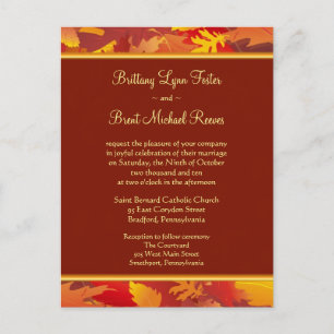 Sample Wedding Invitation - Fall Leaves Border Uitnodiging Briefkaart