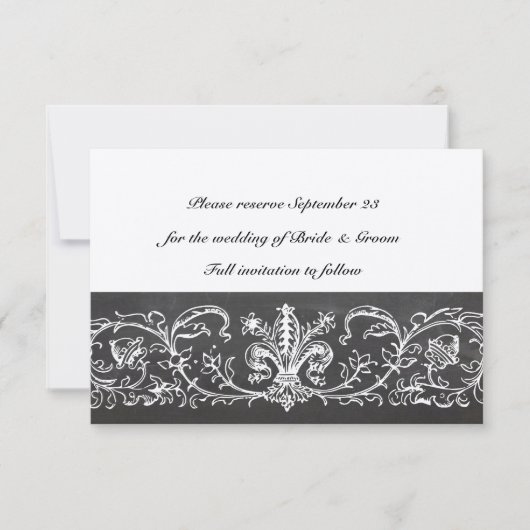  Sampler Chalkboard Lace sparen de Datum Save The Date (Voorkant)