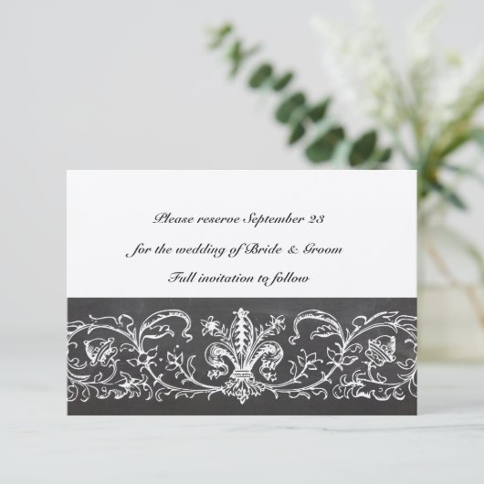  Sampler Chalkboard Lace sparen de Datum Save The Date (Staand voorkant)