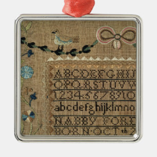 Sampler door N.Ford, 1799, New Hampshire Metalen Ornament