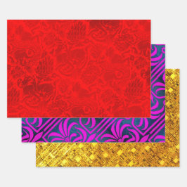 Sampler Grenoble Red, Nouveau en Gold Shimmer Inpakpapier Vel