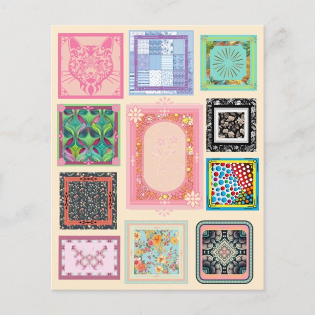 Sampler Scrapbook Paper met miniatuur Lijsten (Voorkant)