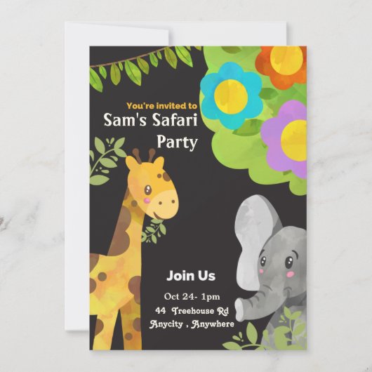 Sam's Safari Expedition Birthday Invitation Kaart (Voorkant)