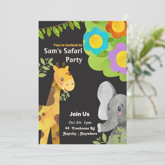 Sam's Safari Expedition Birthday Invitation Kaart (Staand voorkant)
