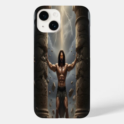 Samson Breaking the Philistine Pillars iPhone Case (Achterkant)