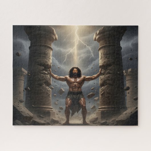 Samson Breaking the Philistine Pillars Puzzle  Legpuzzel (Horizontaal)