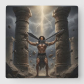 Samson Breaking the Pillars Decorative Clock Vierkante Klok (Voorkant)