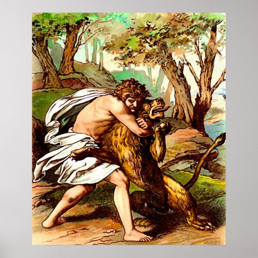 samson doodt een klein poster leeuw (Voorkant)