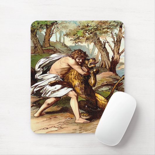 samson doodt een kleine leeuwenkopper muismat (Met muis)