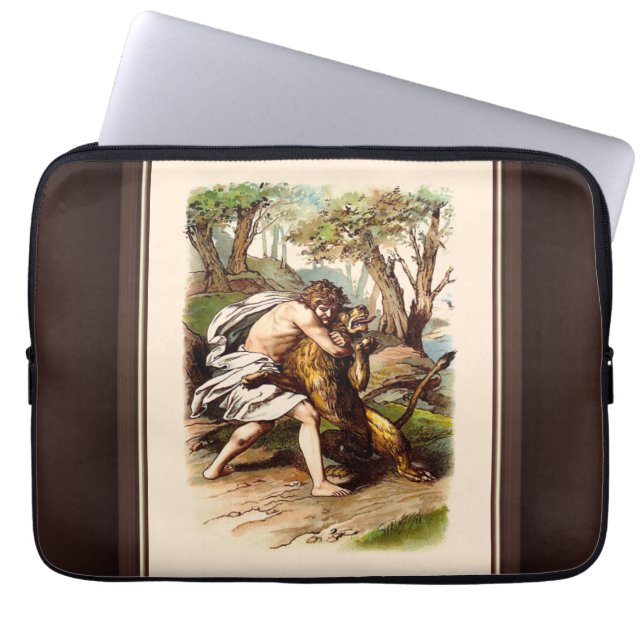 Samson en de leeuw laptop sleeve (Voorkant)