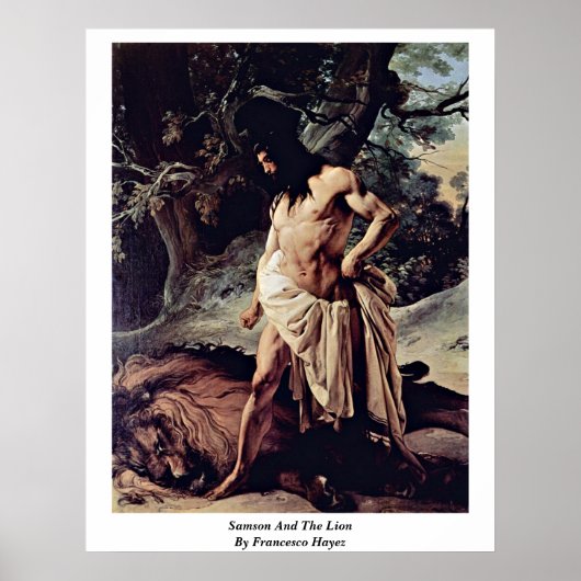 Samson en de leeuw van Francesco Hayez Poster (Voorkant)