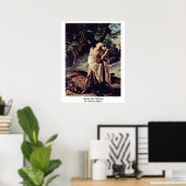 Samson en de leeuw van Francesco Hayez Poster (Thuiskantoor)