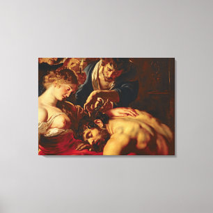 Samson en Delilah, c.1609 Canvas Afdruk