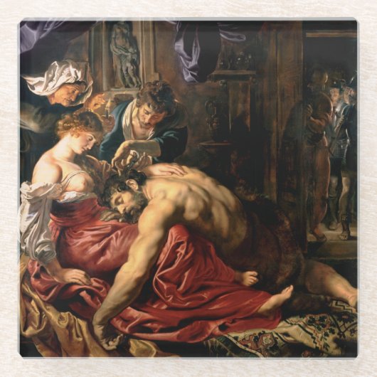 Samson en Delilah, c.1609 Glazen Onderzetter (Voorkant)