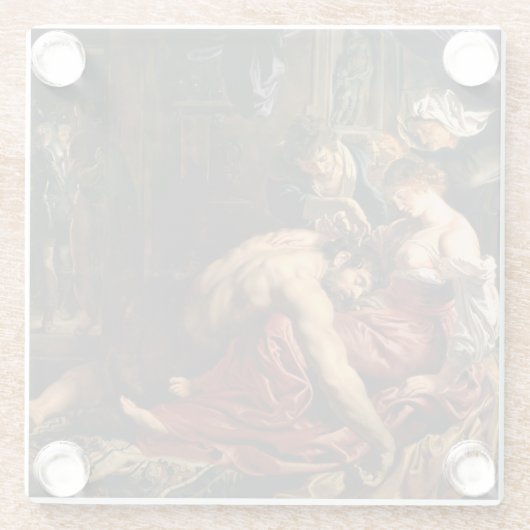 Samson en Delilah, c.1609 Glazen Onderzetter (Achterkant)
