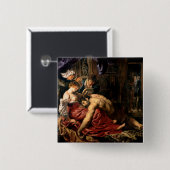 Samson en Delilah, c.1609 Vierkante Button 5,1 Cm (Voorkant /achterkant)