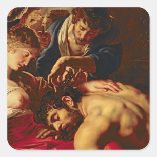 Samson en Delilah, c.1609 Vierkante Sticker