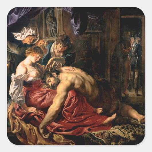 Samson en Delilah, c.1609 Vierkante Sticker (Voorkant)