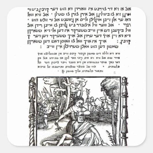 Samson en Delilah Vierkante Sticker (Voorkant)