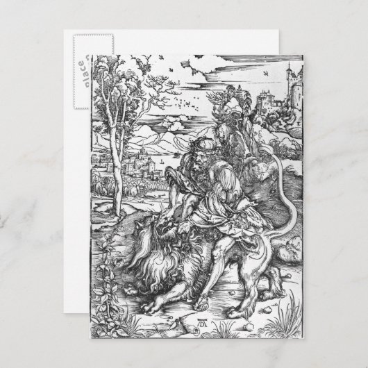 Samson slaying the lion, c.1496-98 briefkaart (Voorkant / Achterkant)